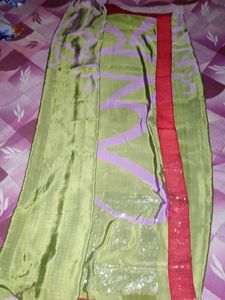 new crape Green & Purple Saree with blouse