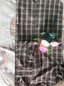 Brown Plaid Button-Down Shirt