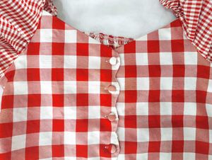 Korean Retro Gingham Print Crop Top