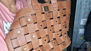 Brown Woven Tote Bag
