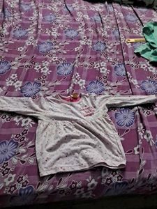 Cute Kids' Long Sleeve Top With Denim Skirt