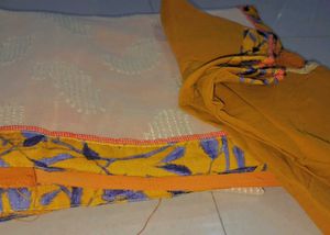 Ethnic mustard and cream saree