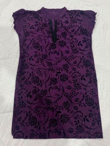 Rich Purple Velvet Print Tunic Top