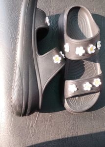 Floral Black Sandals wedges