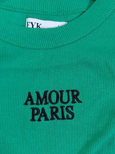 Green 'Amour Paris' Crop Top