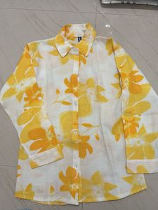Yellow Floral shirt with crop top