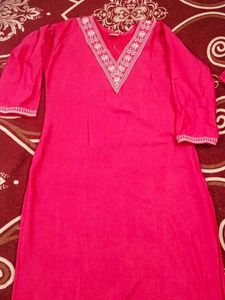 Pink Embroidered warm Kurta Set
