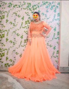 Elegant Coral Ethnic Gown