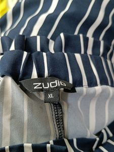 Zudio Navy Blue and White Stripes Palazzo (Women)