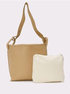 Twenty Dresses Beige Textured Oversized Tote Bag