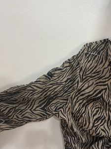 Black and Beige Front Tie Up Top