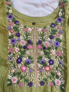 kurta set with organza hand painted dupatta