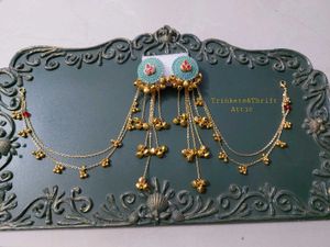 Ghungroo earrings with detachable hair chain