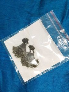 Silver Oxidised Long Earrings With Desi Vibes