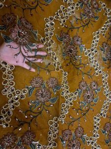 Embroidered Mustard Saree