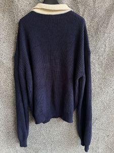 Navy Knit Polo Sweater