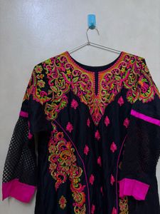 Black Kurta with Multicolour Embroidery | Brand Ne