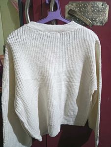 Cream Knit Button-Down Cardigan