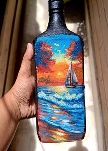 Hand-painted Sailboat Bottle Art