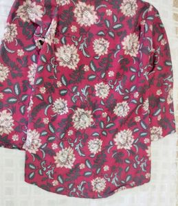 Floral Print Blouse With Attached Shrug