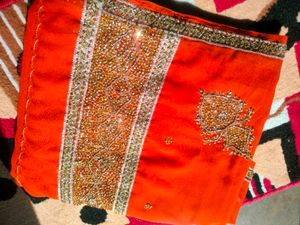 Gorgeous Orange zari work Saree