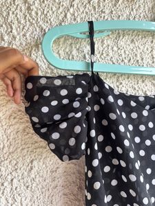 Cute Off The Shoulder Polka Dots MeshTor