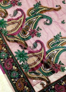 New Saree Embroidered Paisley Fabric With Blouse