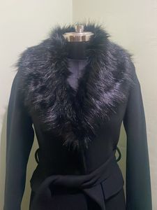 Black Over Coat With Detachable Fur