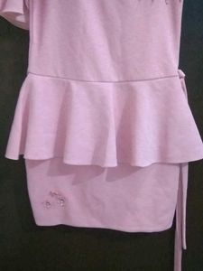 Pink Ruffle One-Shoulder Dress