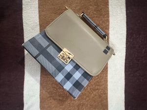Brown Checkred Printed Bag💼