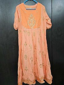 Coral Anarkali Gown