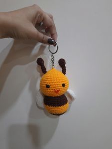 Crochet honeybee keychain