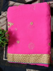 Elegant coral Embroidered Saree