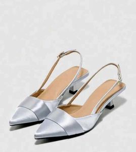 Silver Slingback Heels