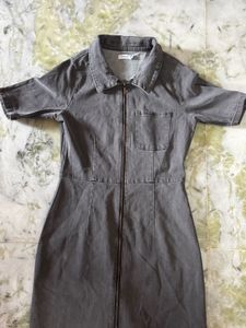 Knee-Length Grey Denim One-Piece By Velleygirl
