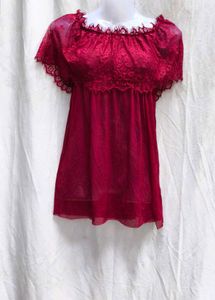 I. Maroon sexy mesh top