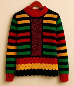 S-M Vintage Rasta Knit Sweater Dress