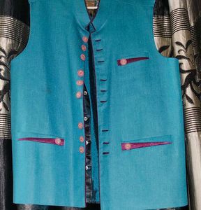 Teal Vest with Pink Accents