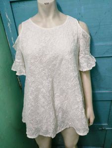White Cold Shoulder Lace Dress