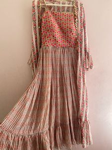 Flared boho kurta- Dress- Long jacket &amp; Dupatta