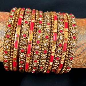 Red &amp; Gold Bridal Bangle Set