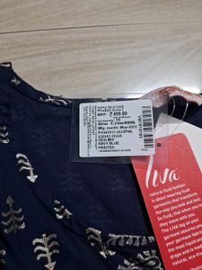 Navy &amp; Silver Print Peplum Top