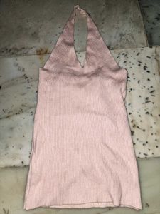Pink Halter Knit Top