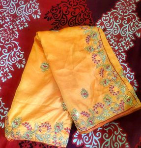 Saree with contrast blouse