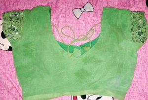 Green Sequin Saree with Blouse
