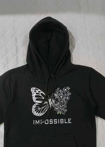 Black Butterfly Graphic Hoodie for Women