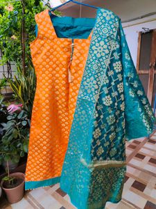 Orange & Teal Kurta Set
