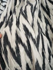 Half White And Black Pochampally Cotton Dress / Kurti