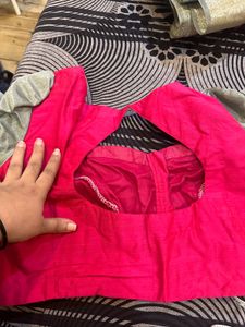 Olive Pink Saree With Blouse