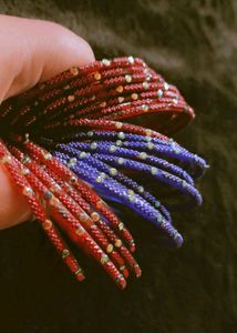 Red Blue Maroon Bangles Set